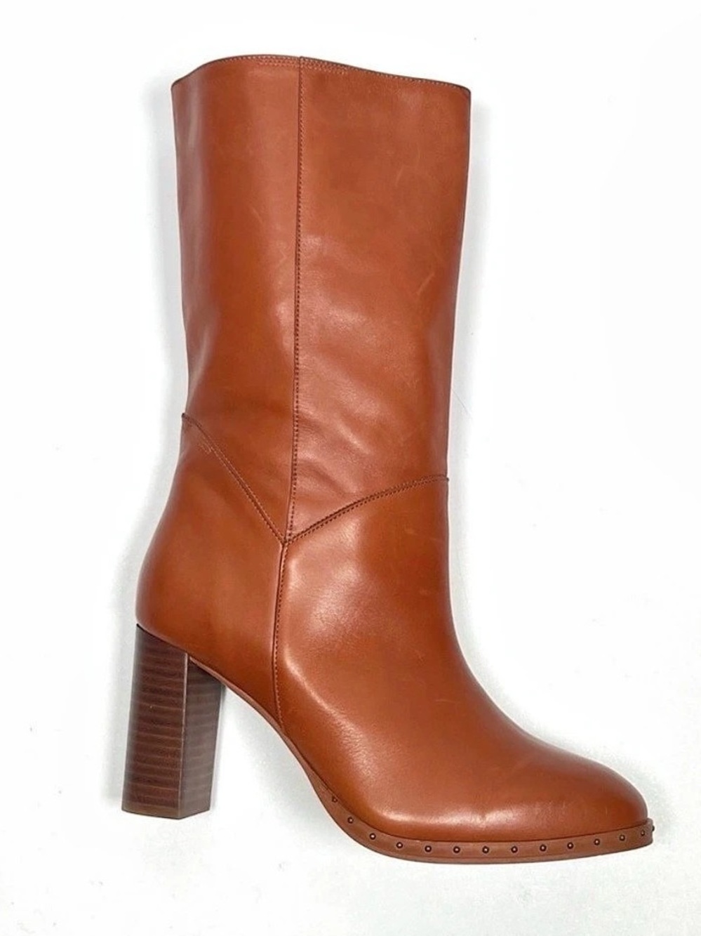 AllSaints Millie Tan Brown Leather Studded Boots Size US 10 EU 40 Fall Boho